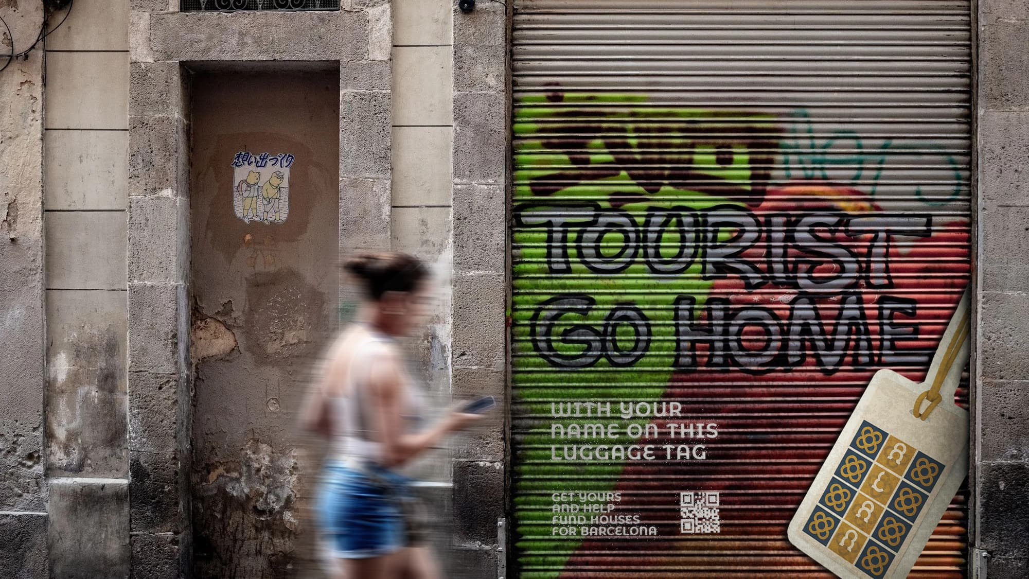 Tourists Go Home suitcase poster